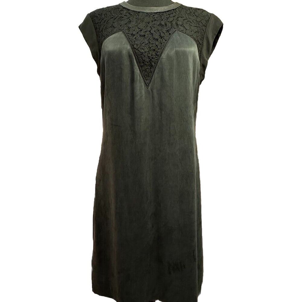 Rebecca Taylor Dress 6 Lace Neck LBD Deep V Cocktail Dress Date Festival Edgy
